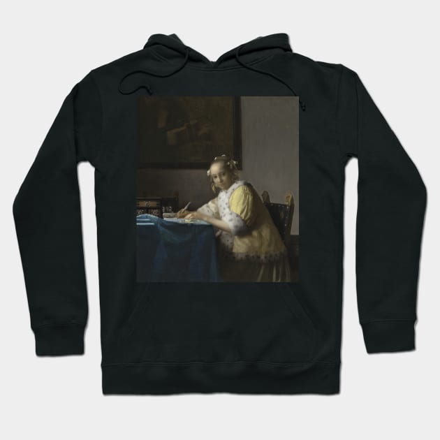 A Lady Writing by Jan Vermeer Hoodie by Classic Art Stall